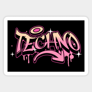 TECHNO  - Graffiti Tech (pink/orange) Magnet
